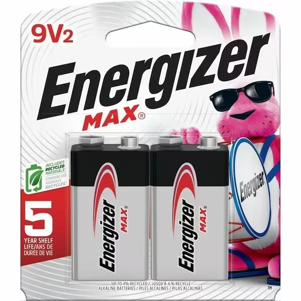 Energizer Max 9V Alkaline 2-Pack Batteries