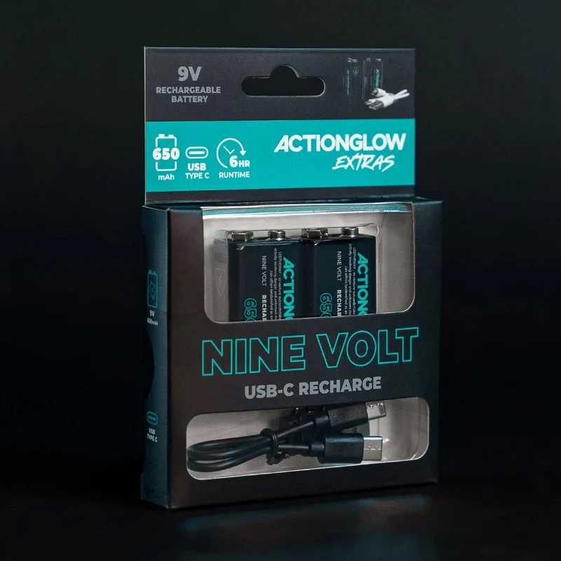 ActionGlow Rechargeable 9V Battery 2 Pack