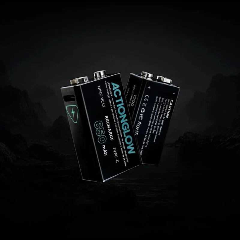 ActionGlow Rechargeable 9V Battery 2 Pack