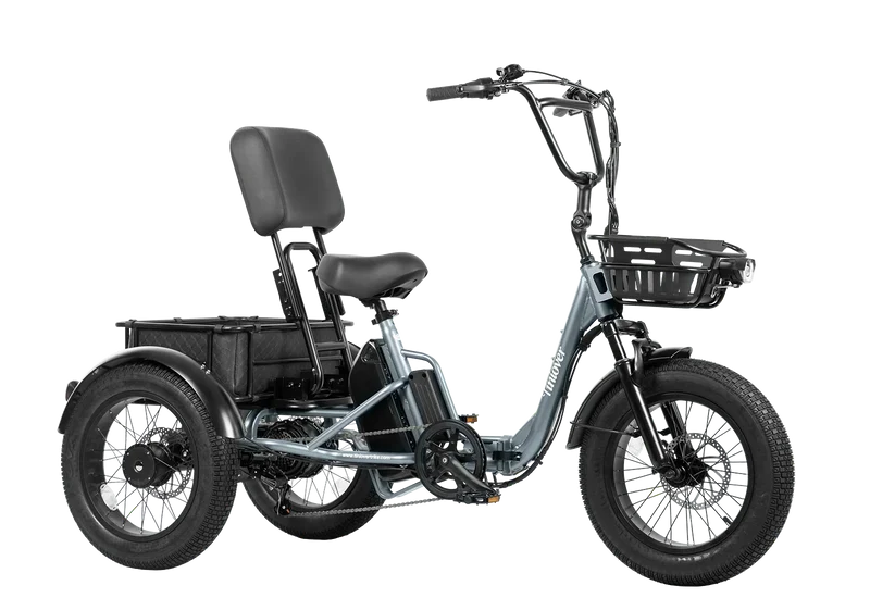 Tiniover Creek Electric Trike with Basket, Rear Seat, or Cargo Rack