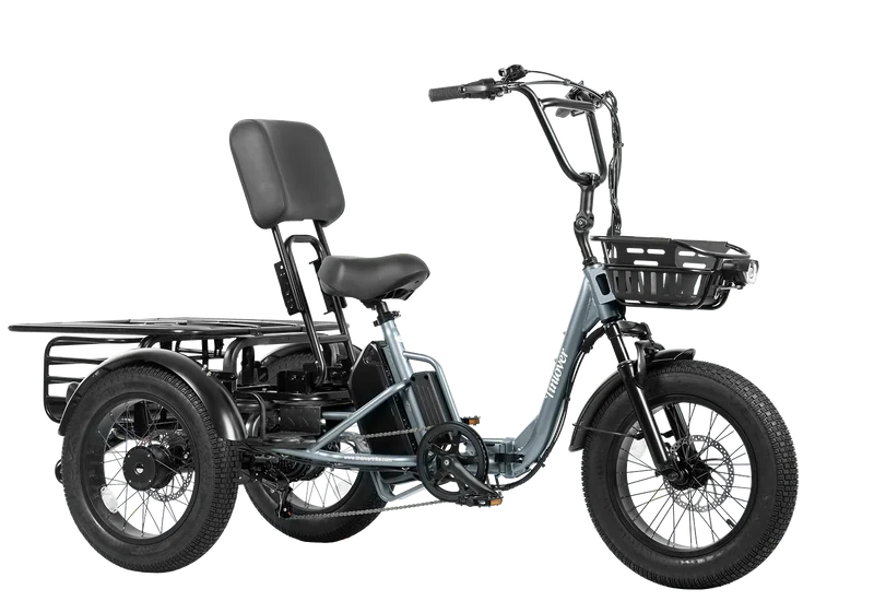 Tiniover Creek Electric Trike with Basket, Rear Seat, or Cargo Rack