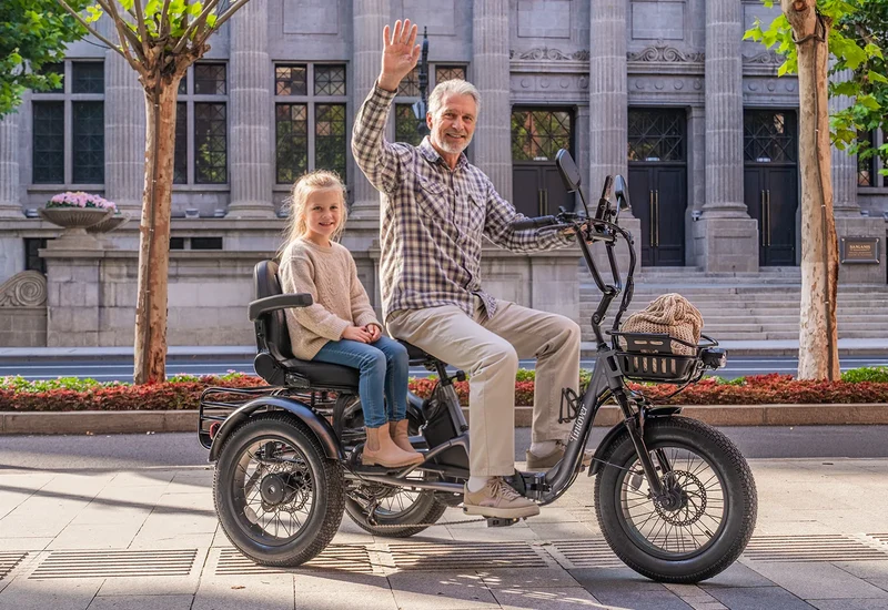 Tiniover Creek Electric Trike with Basket, Rear Seat, or Cargo Rack