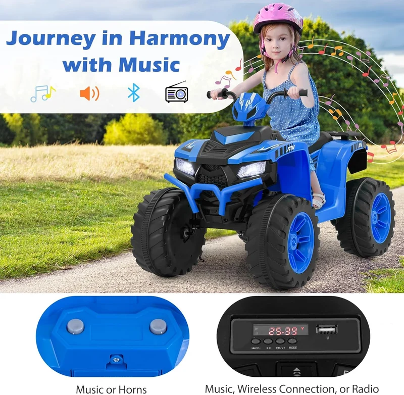 Costzon 24V Kids Electric ATV - Blue Ride-On Quad | Canada