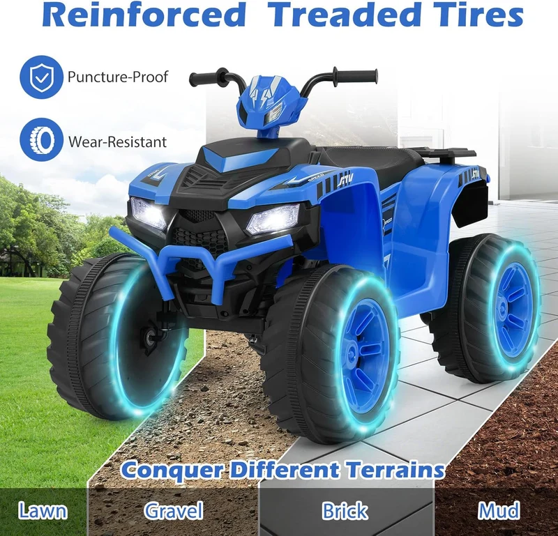Costzon 24V Kids Electric ATV - Blue Ride-On Quad | Canada