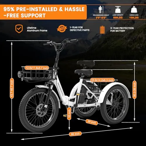 MOPHOTO 500W Folding Electric Tricycle