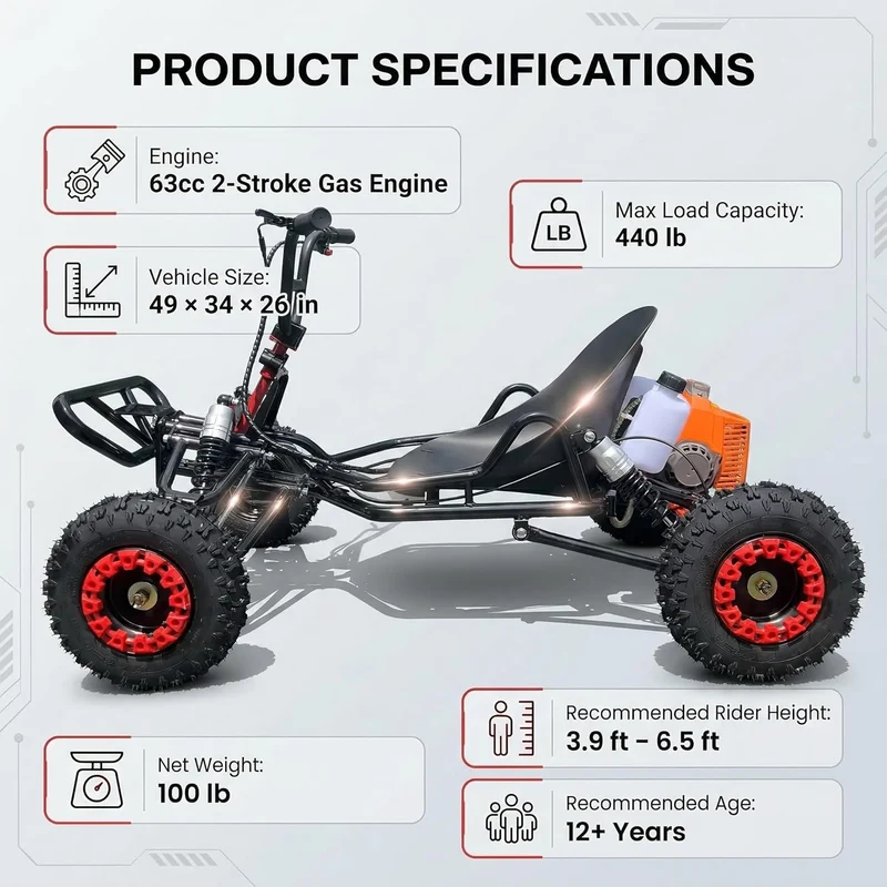 Leiting Motors 63cc Gas Go-Kart Canada - Red