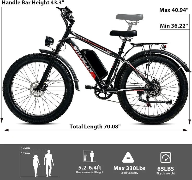 Otiamlar 26-Inch Fat Tire Electric Bike Canada