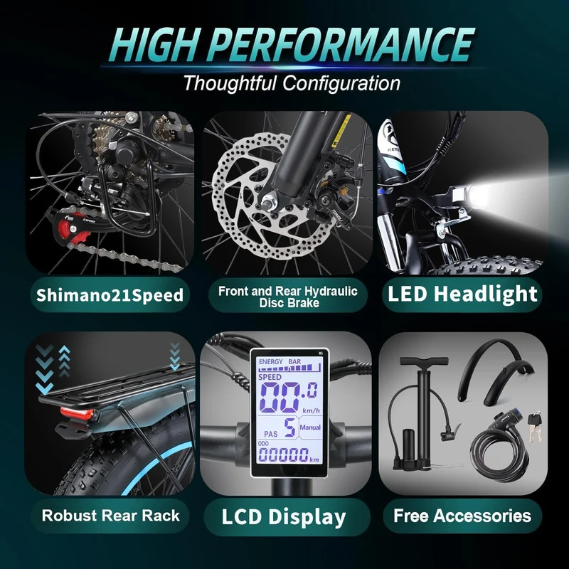 EVGUPRIDER 48V 21-Speed Electric Mountain Bike Canada