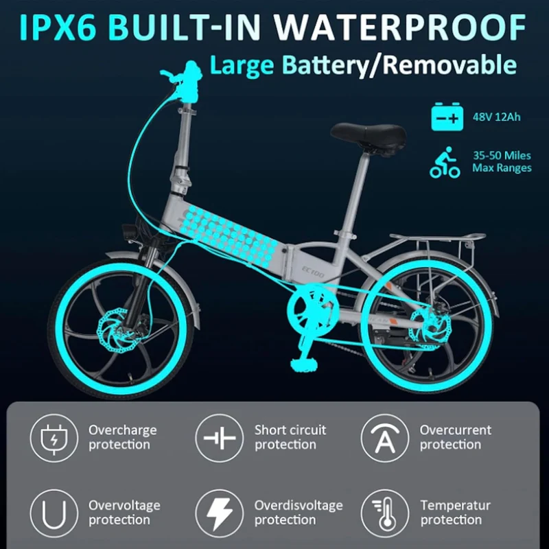 Sican Folding Electric Bike 48V Commuter E-Bike Canada
