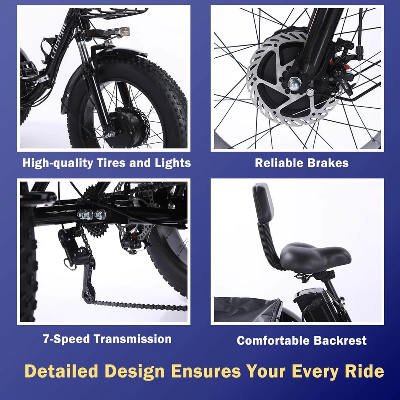CroSight Folding Electric Tricycle 750W Fat Tire Canada