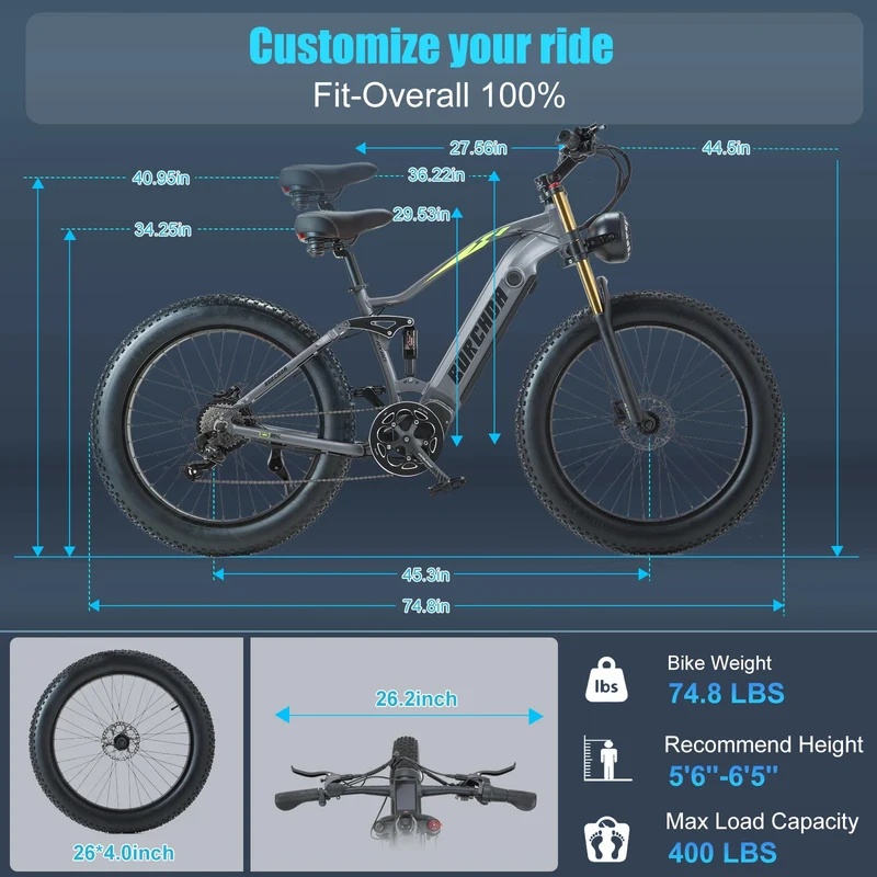 BIGUODIR 2000W Dual Motor Fat Tire E-Bike Canada