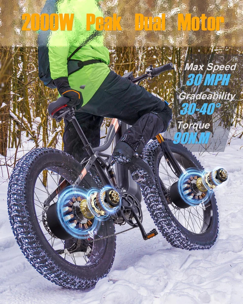 BIGUODIR 2000W Dual Motor Fat Tire E-Bike Canada