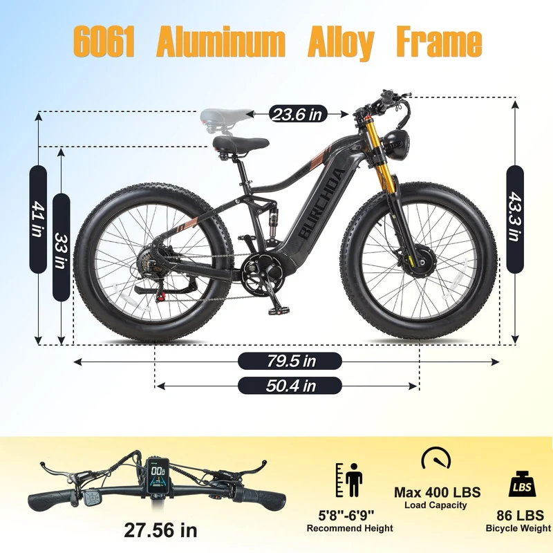 BIGUODIR 2000W Dual Motor Fat Tire E-Bike Canada