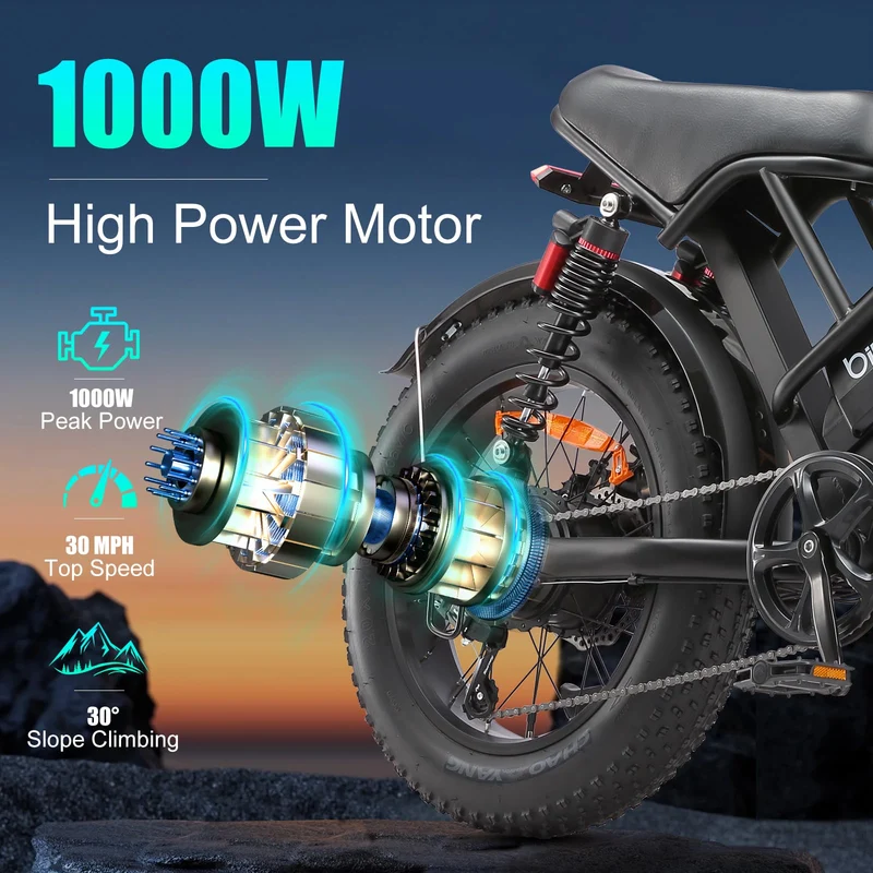Jiu Haolong Electric Mountain Bike – 1000W All-Terrain E-Bike for Canada