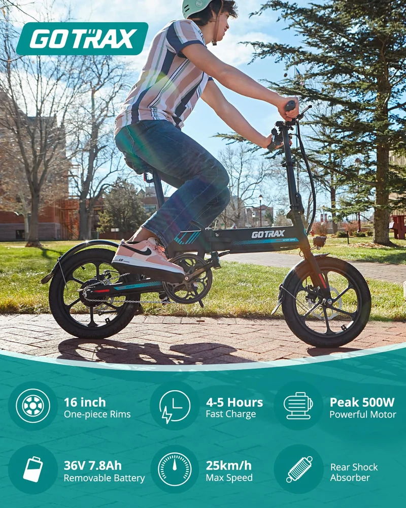 Gotrax EBE1 16" Folding Electric Bike – 45KM Range, Lightweight & Compact for Commuting