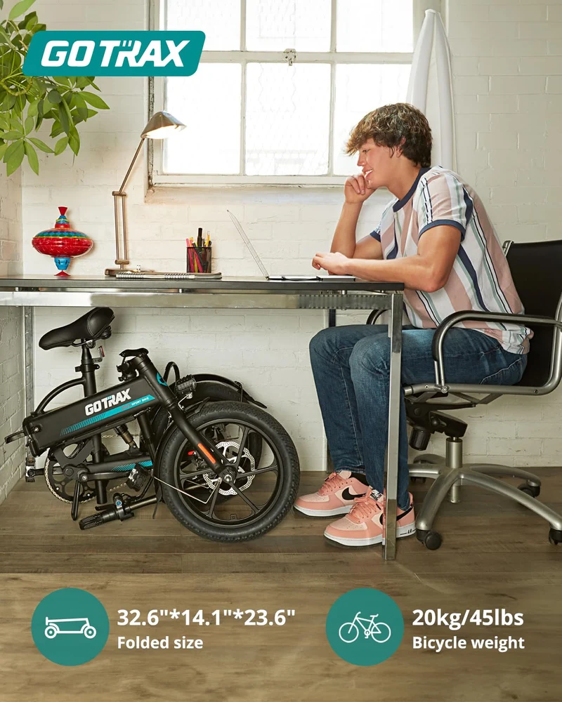 Gotrax EBE1 16" Folding Electric Bike – 45KM Range, Lightweight & Compact for Commuting