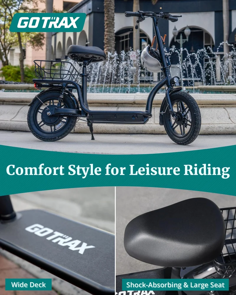 Gotrax Astro Electric Scooter – 350W Motor, 25km/h Speed, 30km Range, Foldable, Comfortable Ride in Canada