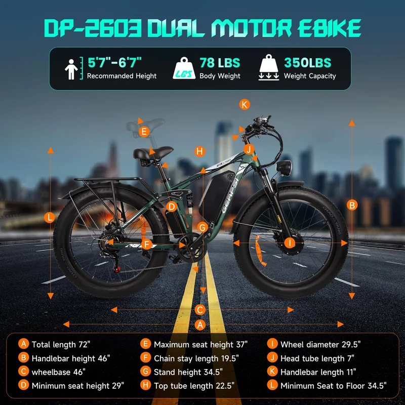 GERPSI Peak 5000W Electric Mountain Bike | All-Terrain, Fat Tire E-Bike for Canadian Riders