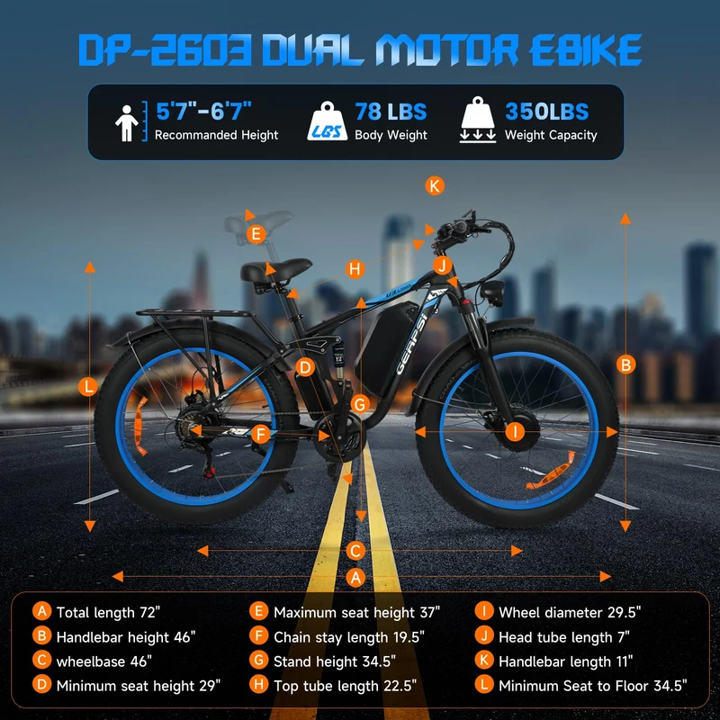 GERPSI Peak 5000W Electric Mountain Bike | All-Terrain, Fat Tire E-Bike for Canadian Riders