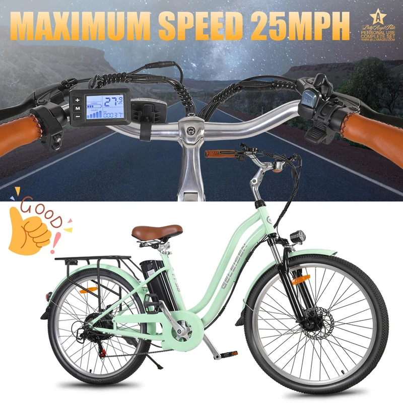 GELEISEN Step-Thru Electric Bike 26" Commuter Canada