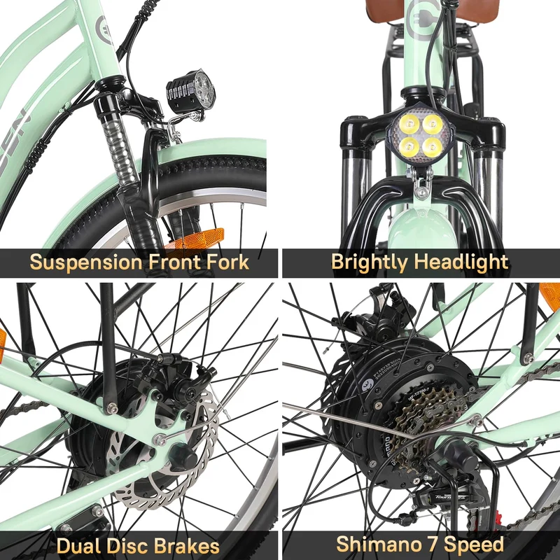 GELEISEN Step-Thru Electric Bike 26" Commuter Canada