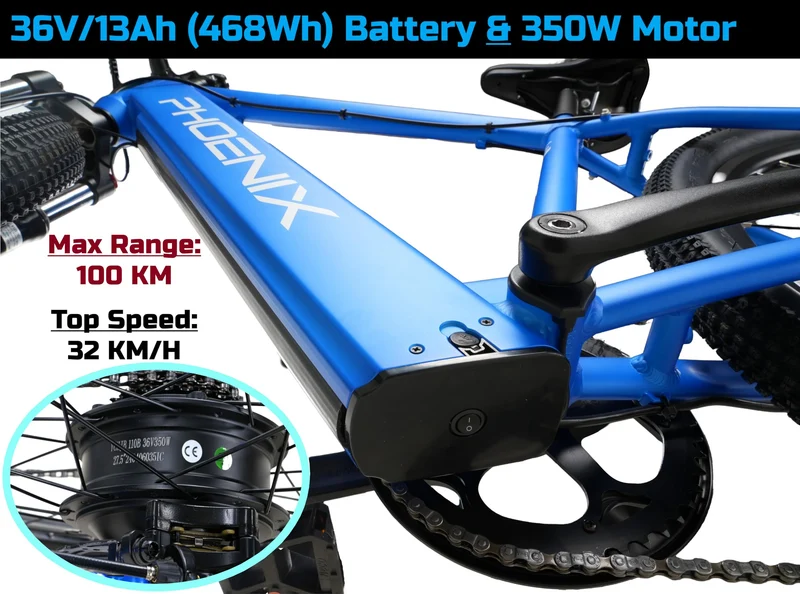 Phoenix 27.5" 350W Electric Bike Canada | 100km Range
