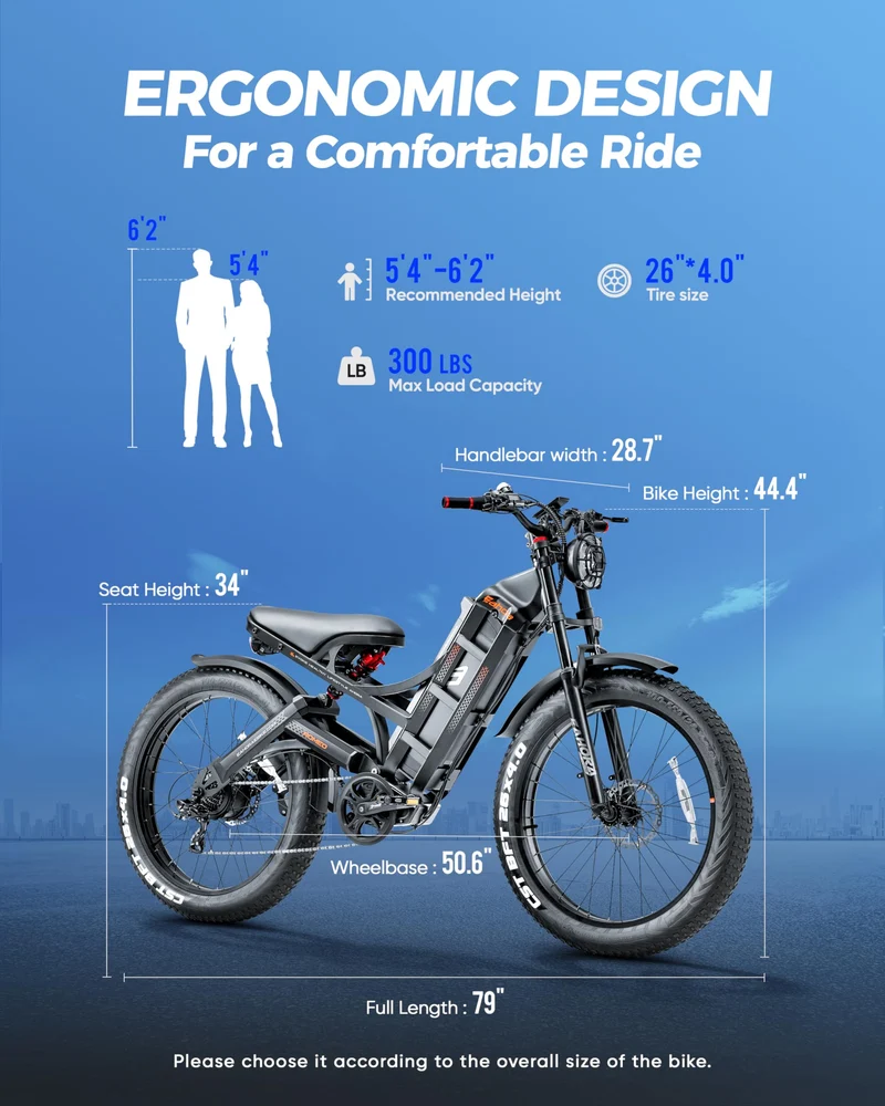 Eahora Romeo Pro Electric Mountain Bike – 500W Motor, 60km Range Canada