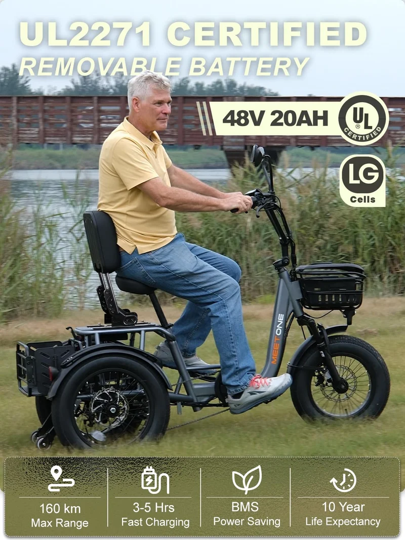 MeetOne Breeze Folding Electric Trike 500W – Canada