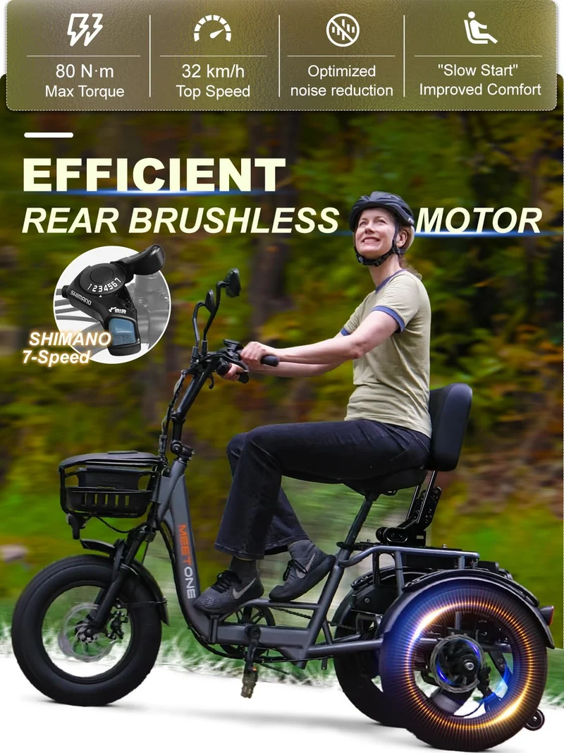 MeetOne Breeze Folding Electric Trike 500W – Canada