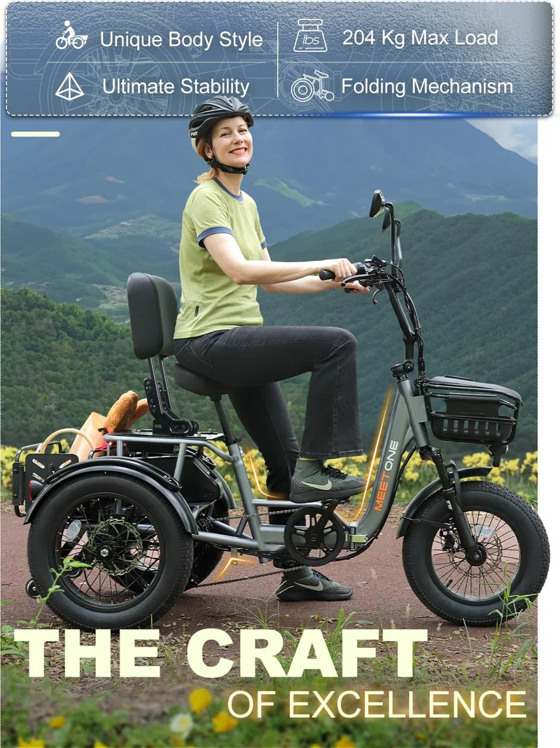 MeetOne Breeze Folding Electric Trike 500W – Canada