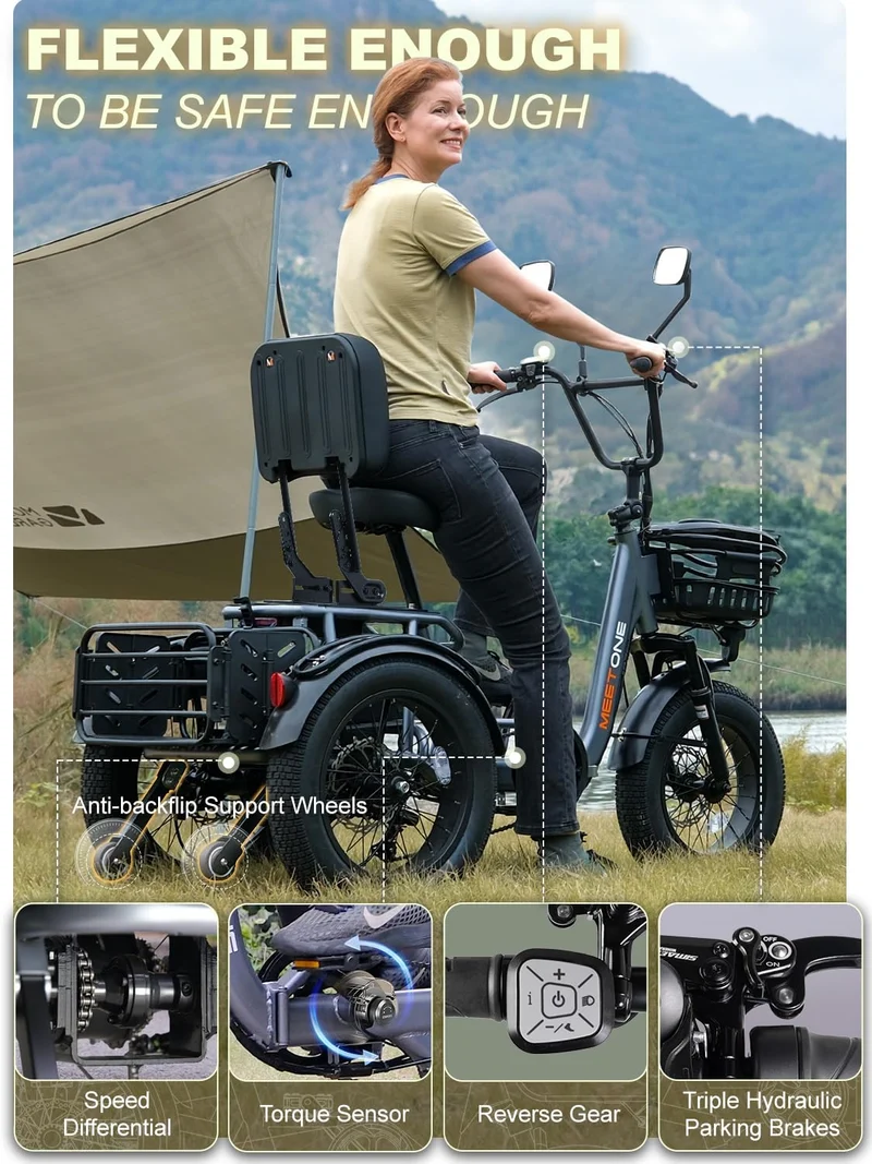MeetOne Breeze Folding Electric Trike 500W – Canada