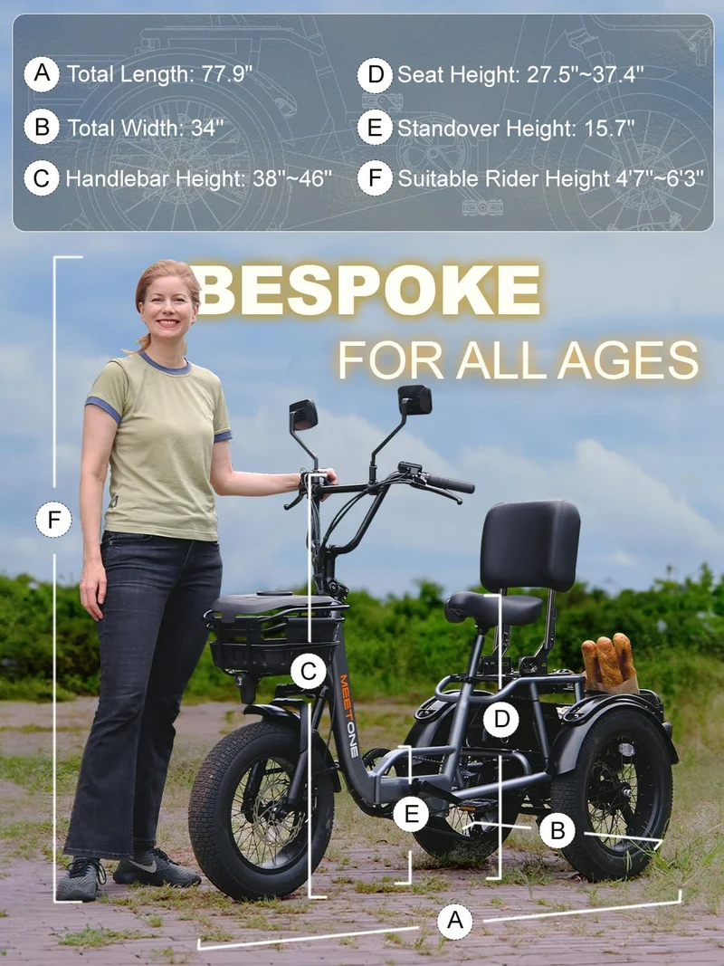 MeetOne Breeze Folding Electric Trike 500W – Canada