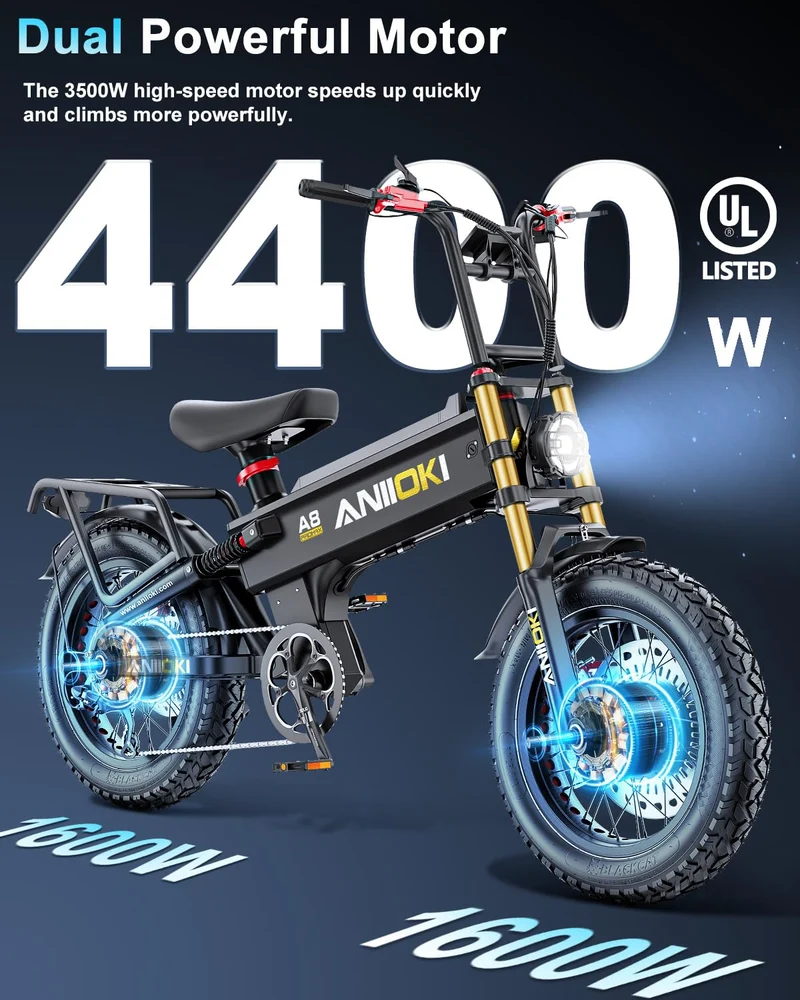 Aniioki A8 Pro Max Electric Bike (52V 70Ah, up to 150 km Range) Canada