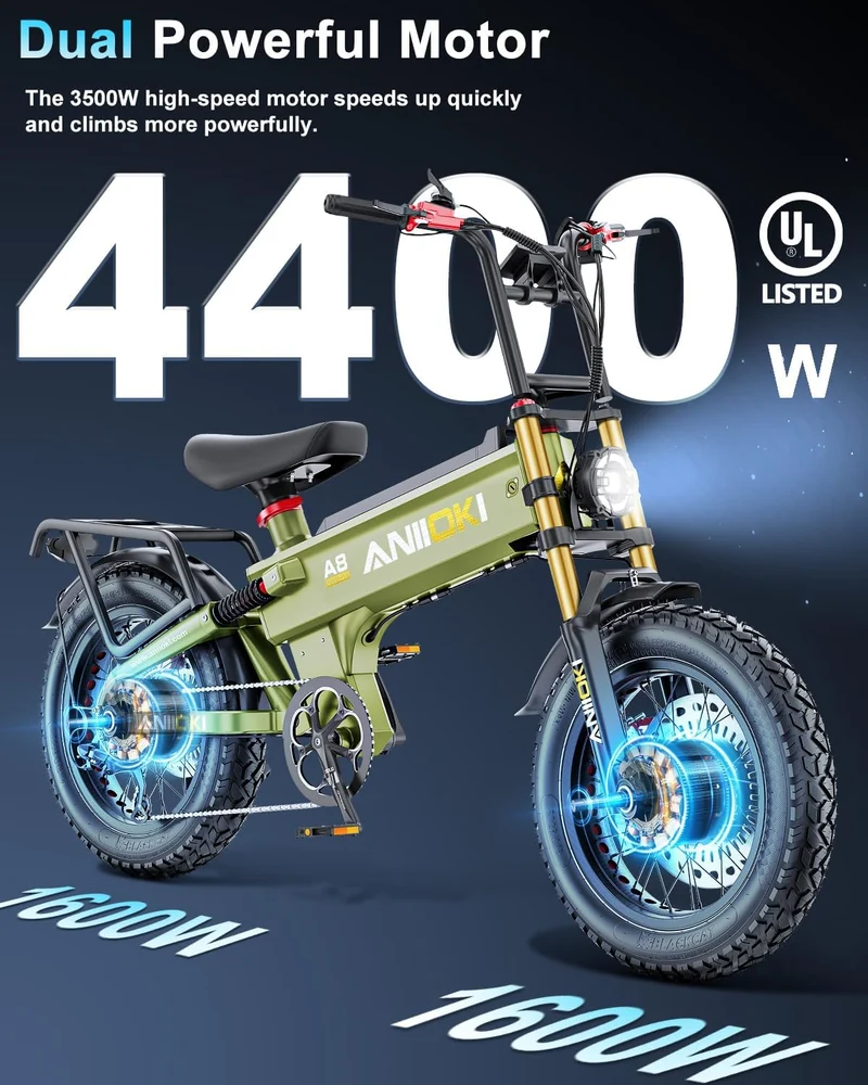 Aniioki A8 Pro Max Electric Bike (52V 70Ah, up to 150 km Range) Canada