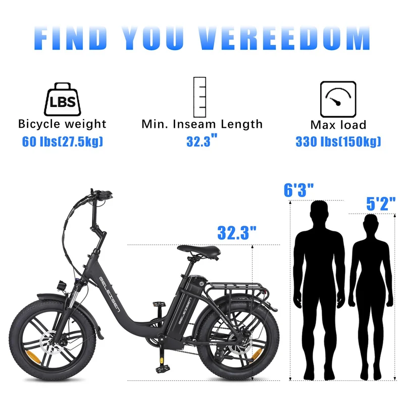 GELEISEN RP50 1000W Fat Tire E-Bike Canada