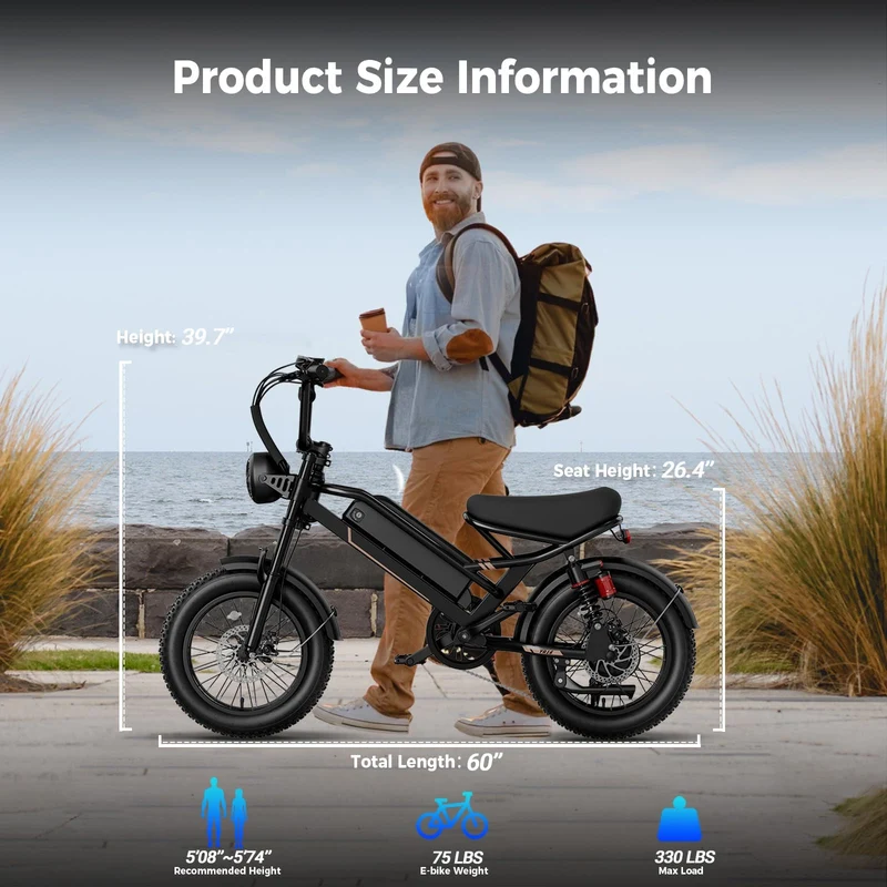YR16 1500W All-Terrain Fat Tire Electric Bike Canada