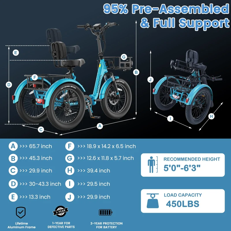 Mooncool TK1 Electric Tricycle - Best in Canada