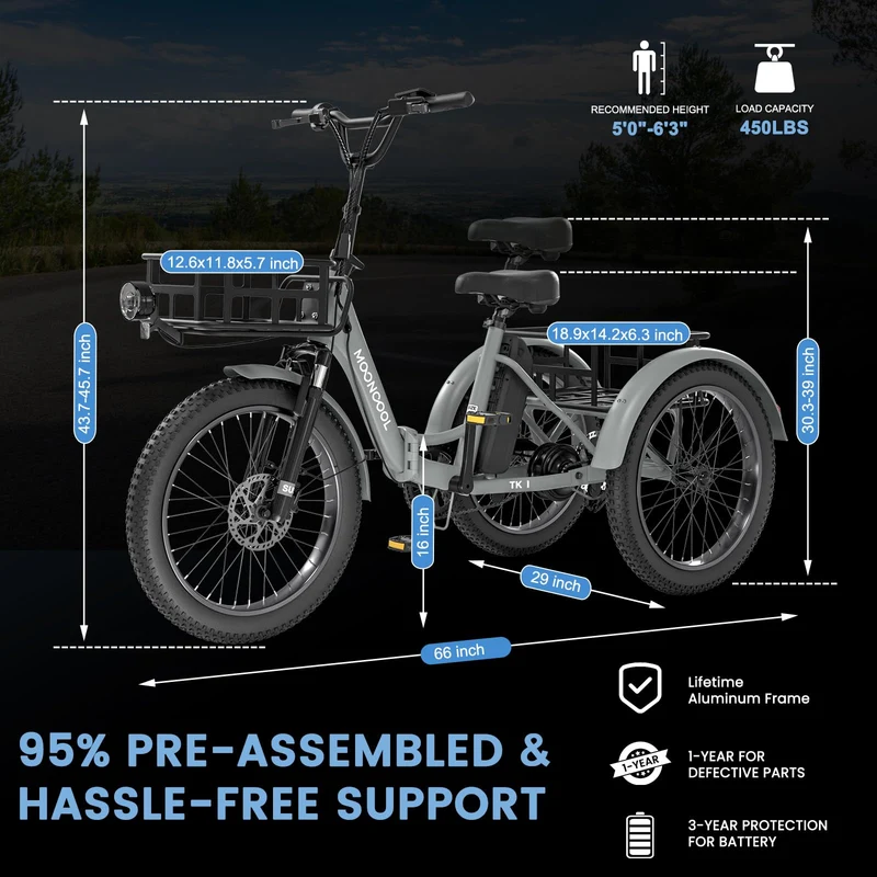 Mooncool TK1 Electric Tricycle - Best in Canada