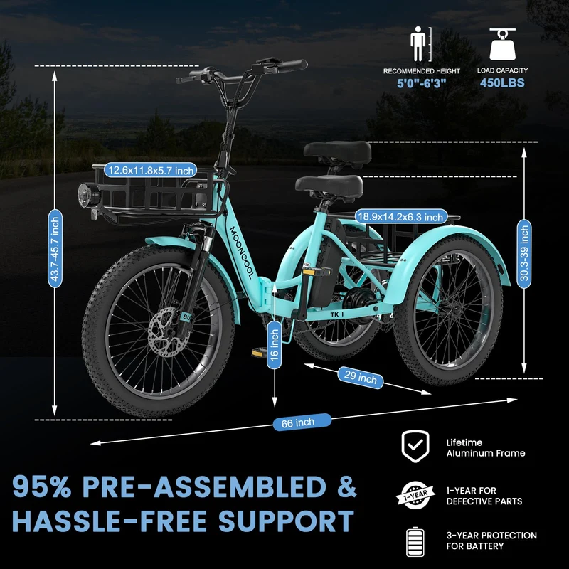 Mooncool TK1 Electric Tricycle - Best in Canada