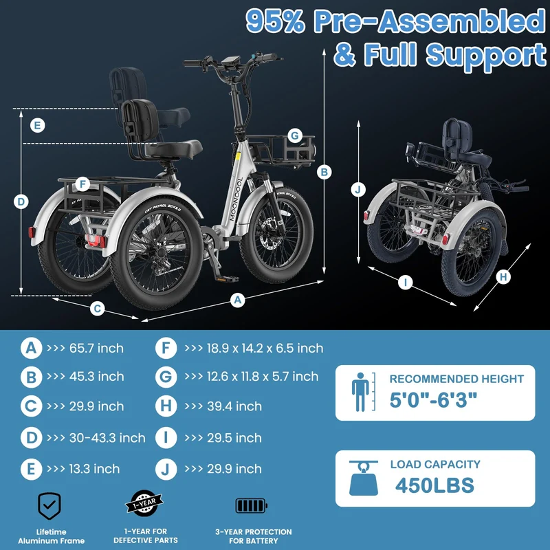 Mooncool TK1 Electric Tricycle - Best in Canada