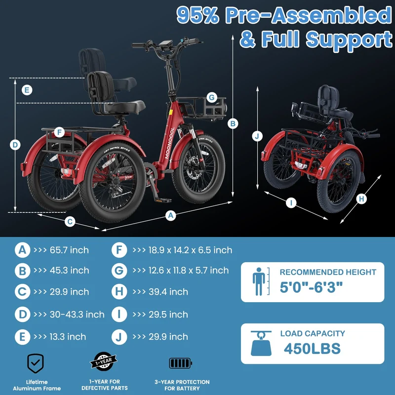 Mooncool TK1 Electric Tricycle - Best in Canada
