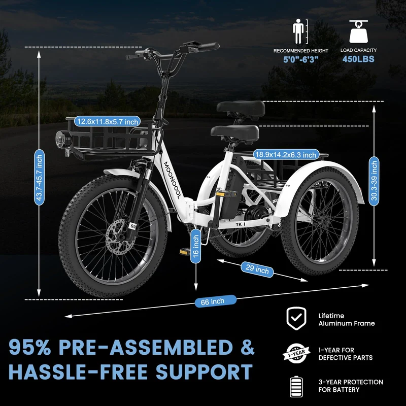 Mooncool TK1 Electric Tricycle - Best in Canada