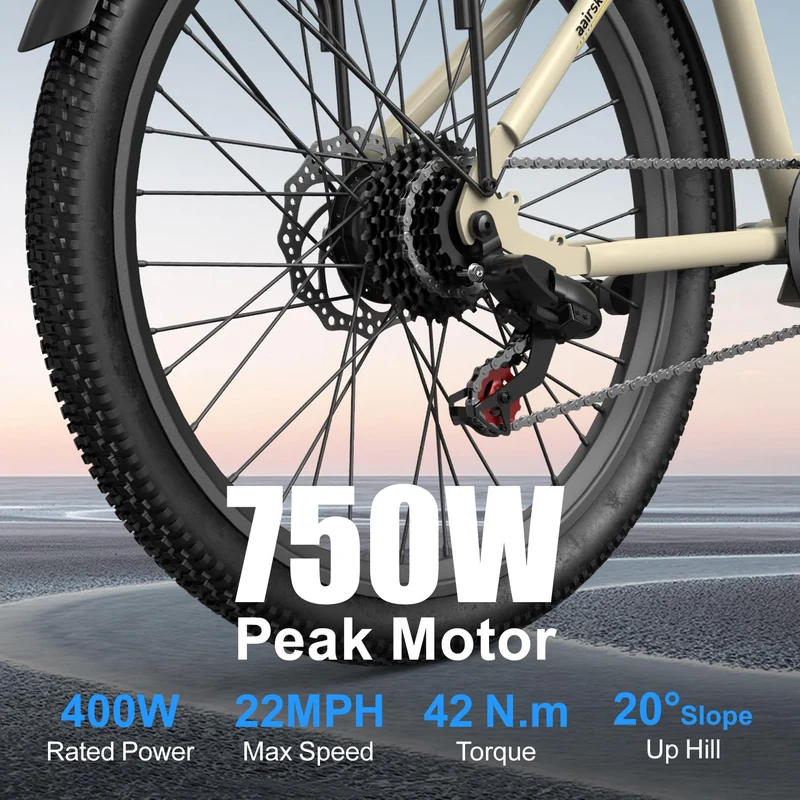 Aairsk SU7 750W Peak 36V 13Ah Electric Bike – Compact Long-Range City Commuter E-Bike Canada
