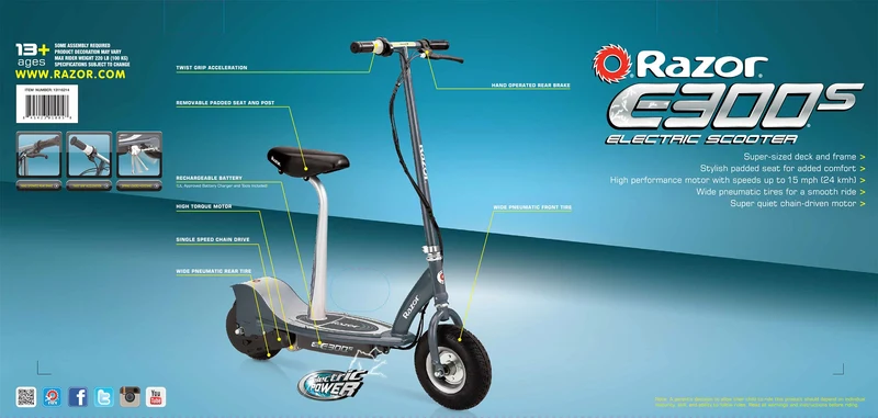 RAZOR E200S Seated Electric Scooter — 24V SLA, up to 19 km/h | Canada