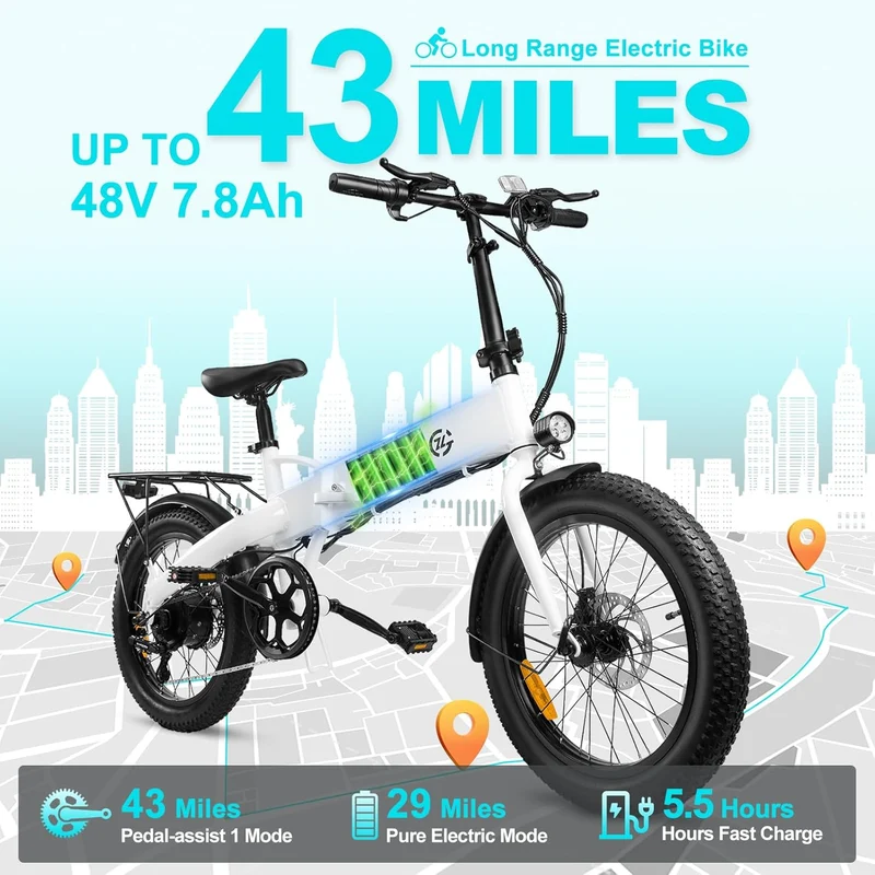 Jasion EB7 Folding E-Bike – Long Range Electric Bike Canada