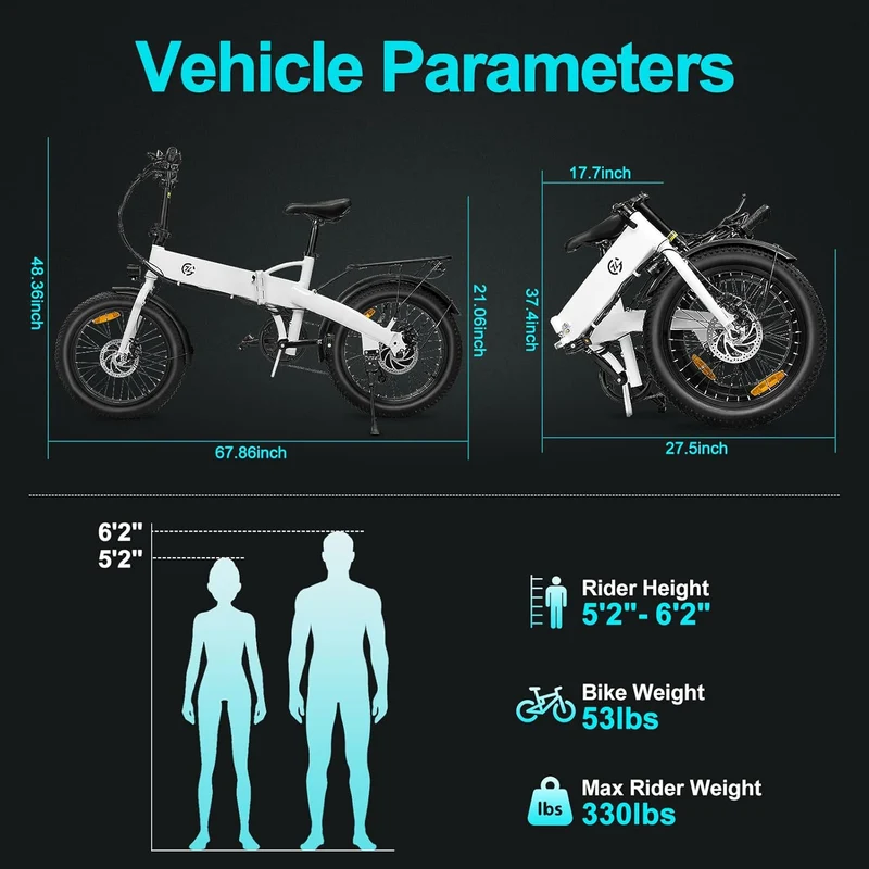 Jasion EB7 Folding E-Bike – Long Range Electric Bike Canada