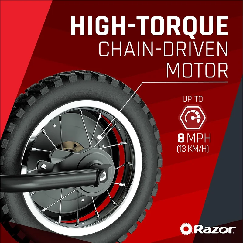 Razor MX125 Kids Electric Dirt Bike – 100W Motor, 13 km/h, Canada Edition