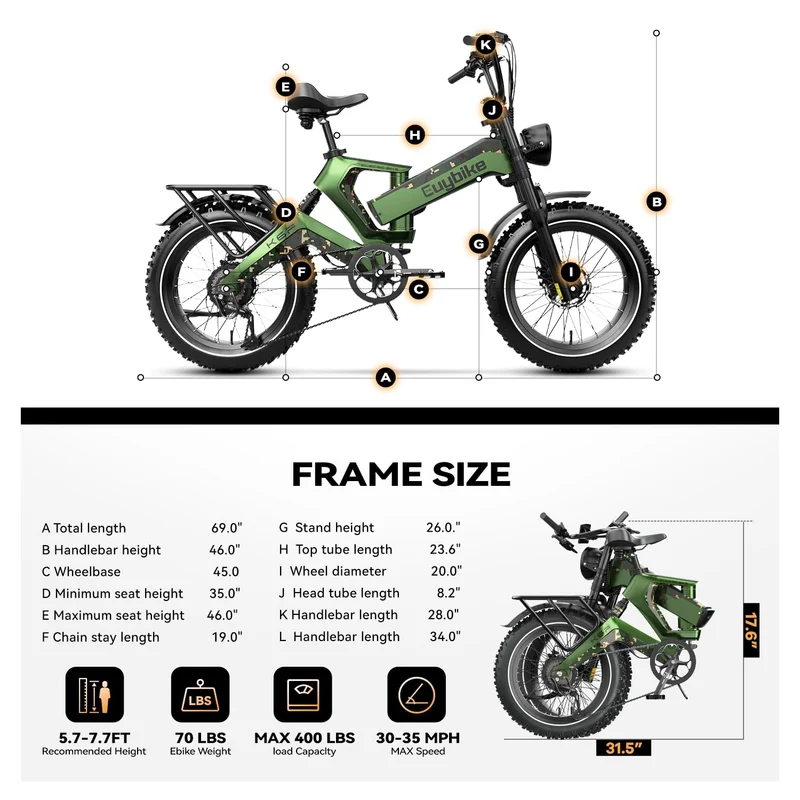 EUYBIKE K6 Pro Folding Fat-Tire E-Bike 2000W – Canada