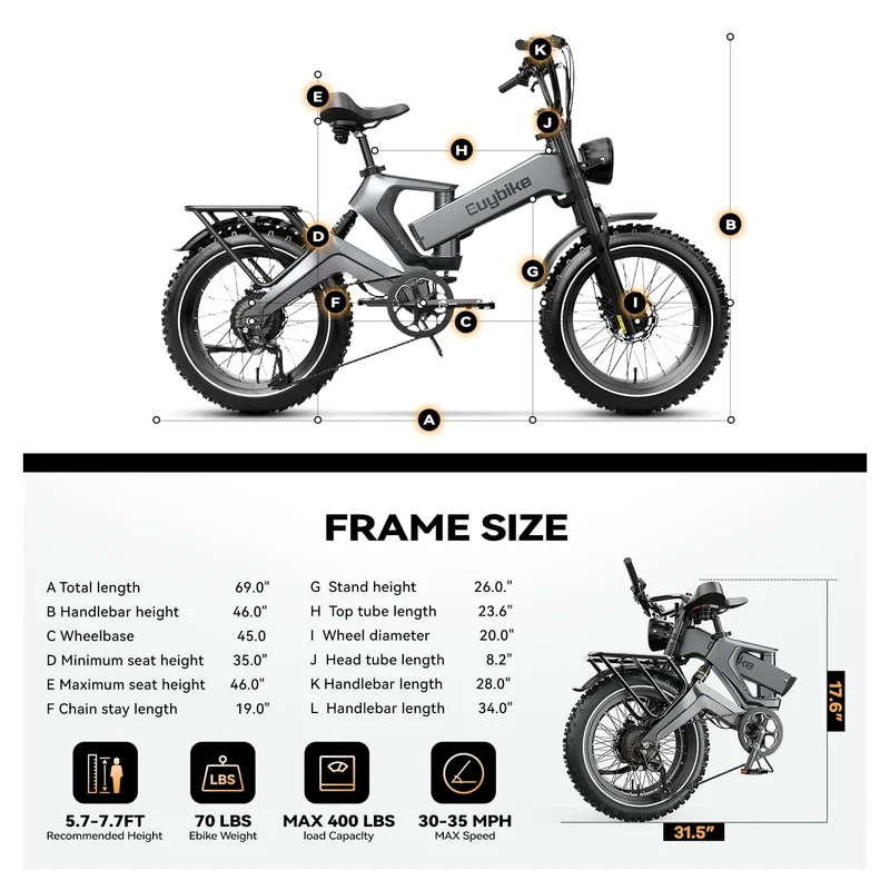 EUYBIKE K6 Pro Folding Fat-Tire E-Bike 2000W – Canada