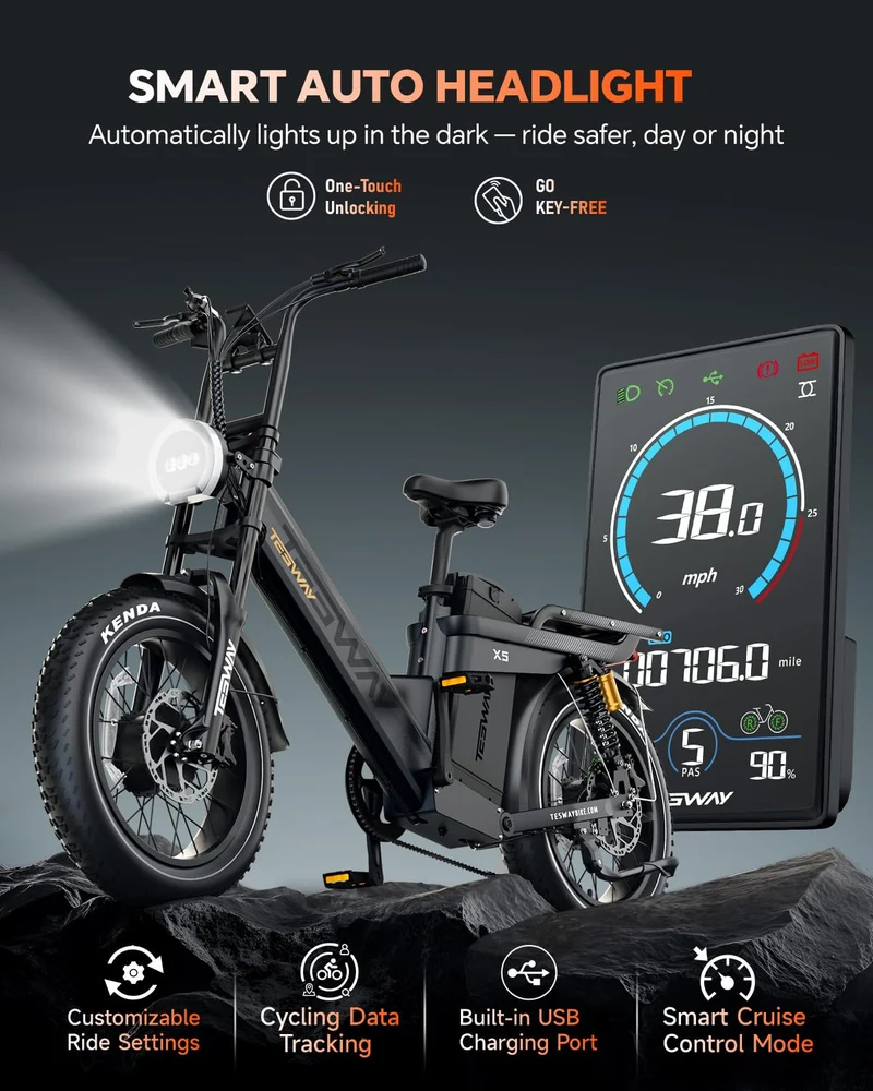 TESWAY X5 Pro Electric Bike Canada – Dual Motor 60Ah Long Range E-Bike